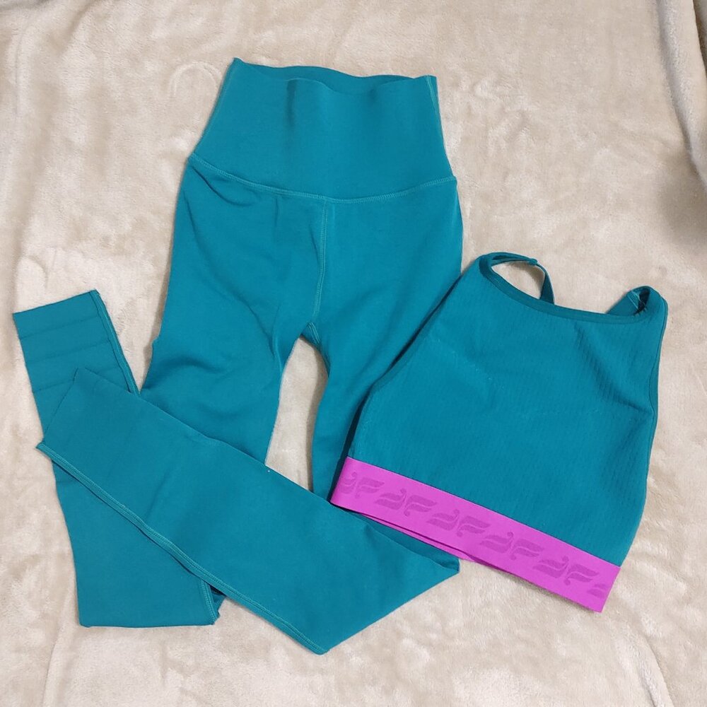Green knit athletic set